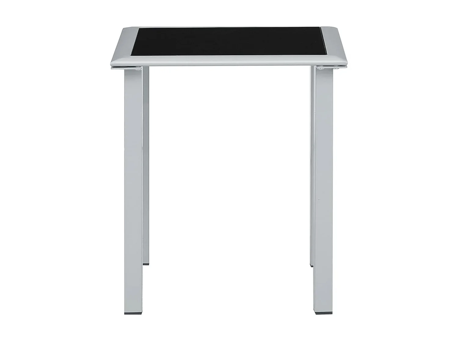 Mesa de comedor de jardín acero y vidrio negro y plateado 41x41x45 cm KOW51536