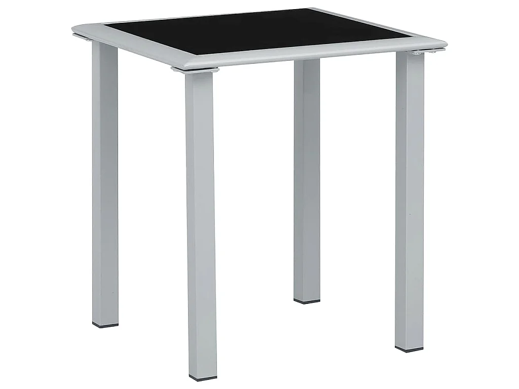 Tuintafel 41x41x45 cm staal en glas zwart en zilverkleurig NL554588