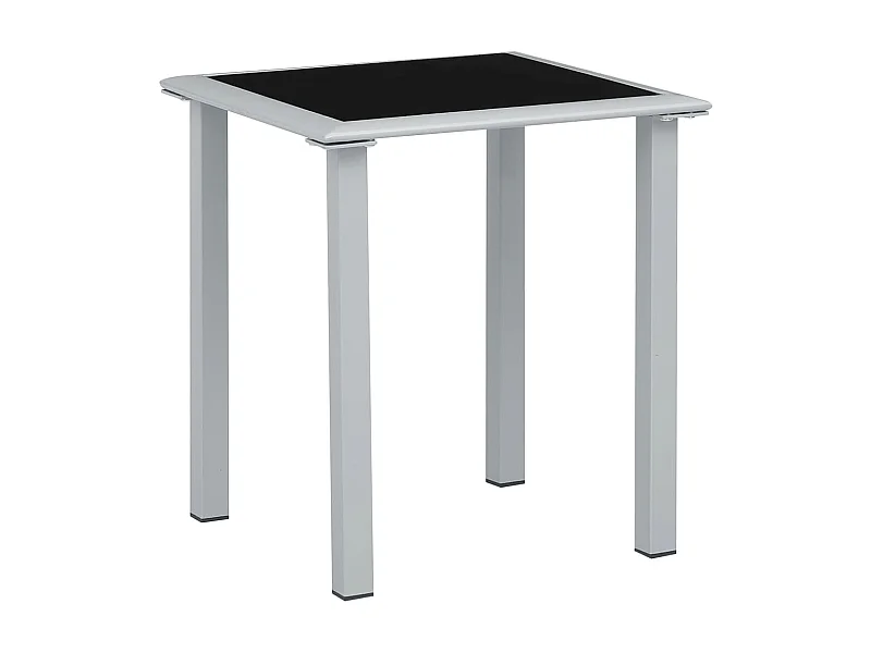 Table de jardin Noir et argenté 41x41x45 cm Acier et verre GHR45503
