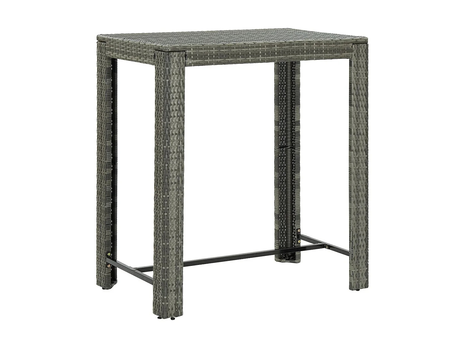 Mesa de bar para jardim 100x60,5x110,5 cm vime PE cinzento PT559535