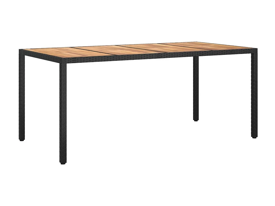 Table de jardin 190x90x75 cm Résine tressée et bois acacia Noir GHR24918