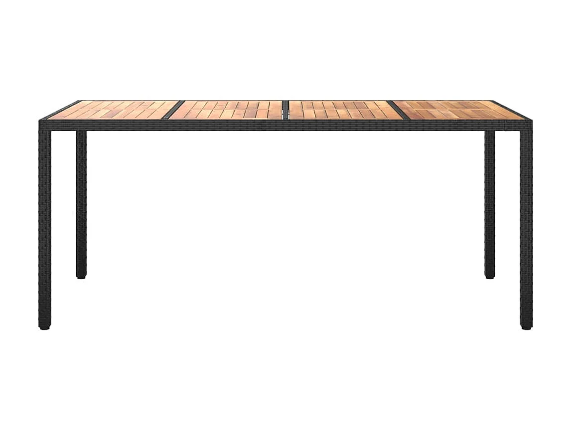 Table de jardin 190x90x75 cm Résine tressée et bois acacia Noir GHR24918