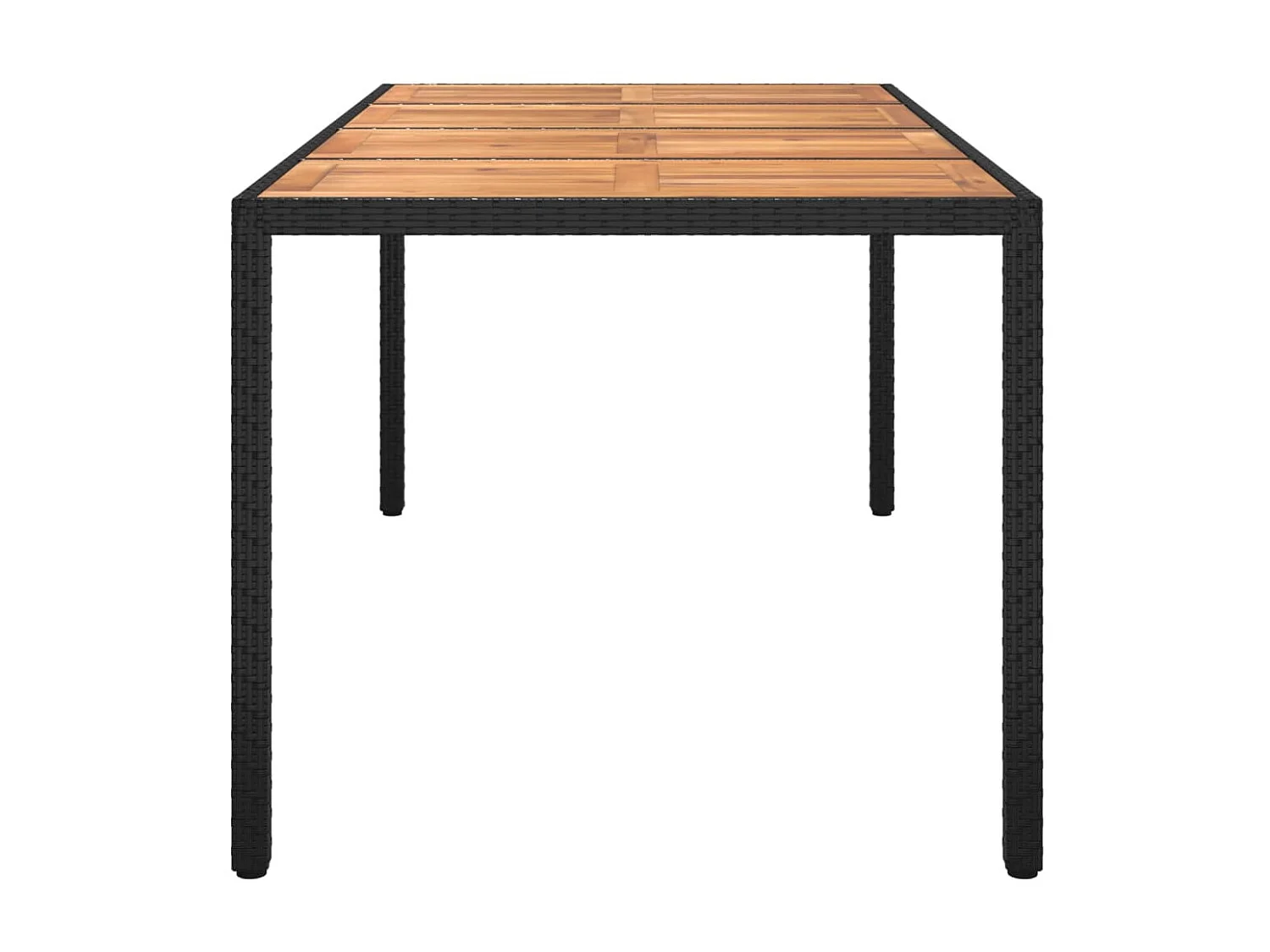 Table de jardin 190x90x75 cm Résine tressée et bois acacia Noir GHR24918