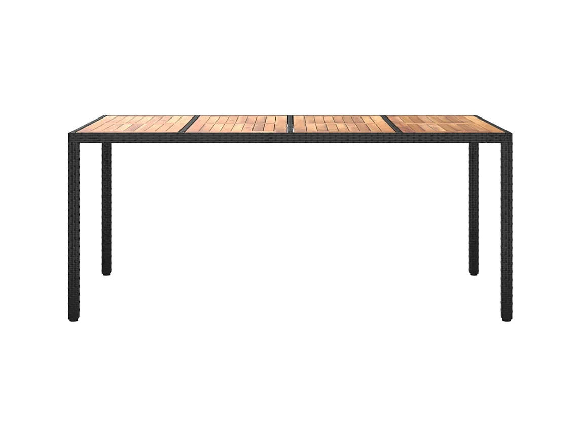 Table de jardin 190x90x75 cm Résine tressée et bois acacia Noir GHR24918