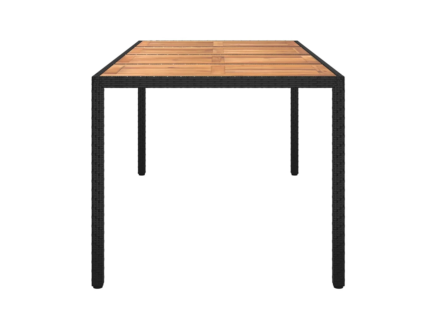 Table de jardin 190x90x75 cm Résine tressée et bois acacia Noir GHR24918