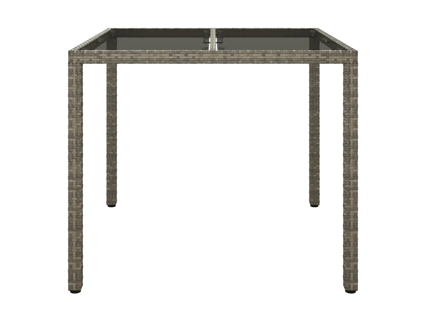 Table de jardin 90x90x75 cm Verre trempé et résine tressée Gris GHR90446