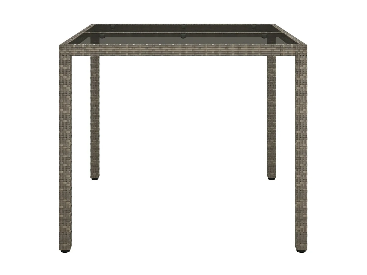 Table de jardin 90x90x75 cm Verre trempé et résine tressée Gris GHR90446