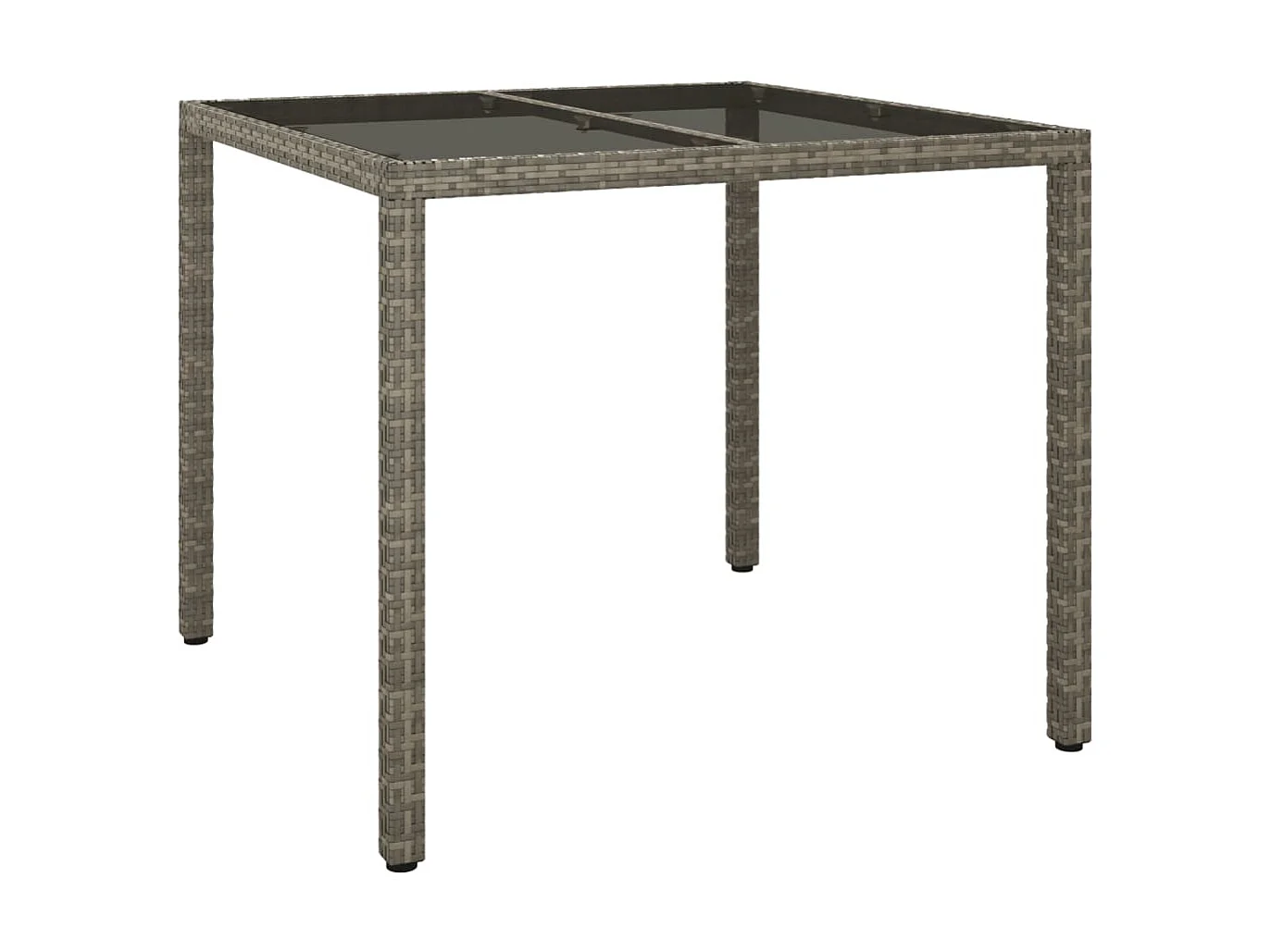 Table de jardin 90x90x75 cm Verre trempé et résine tressée Gris GHR90446