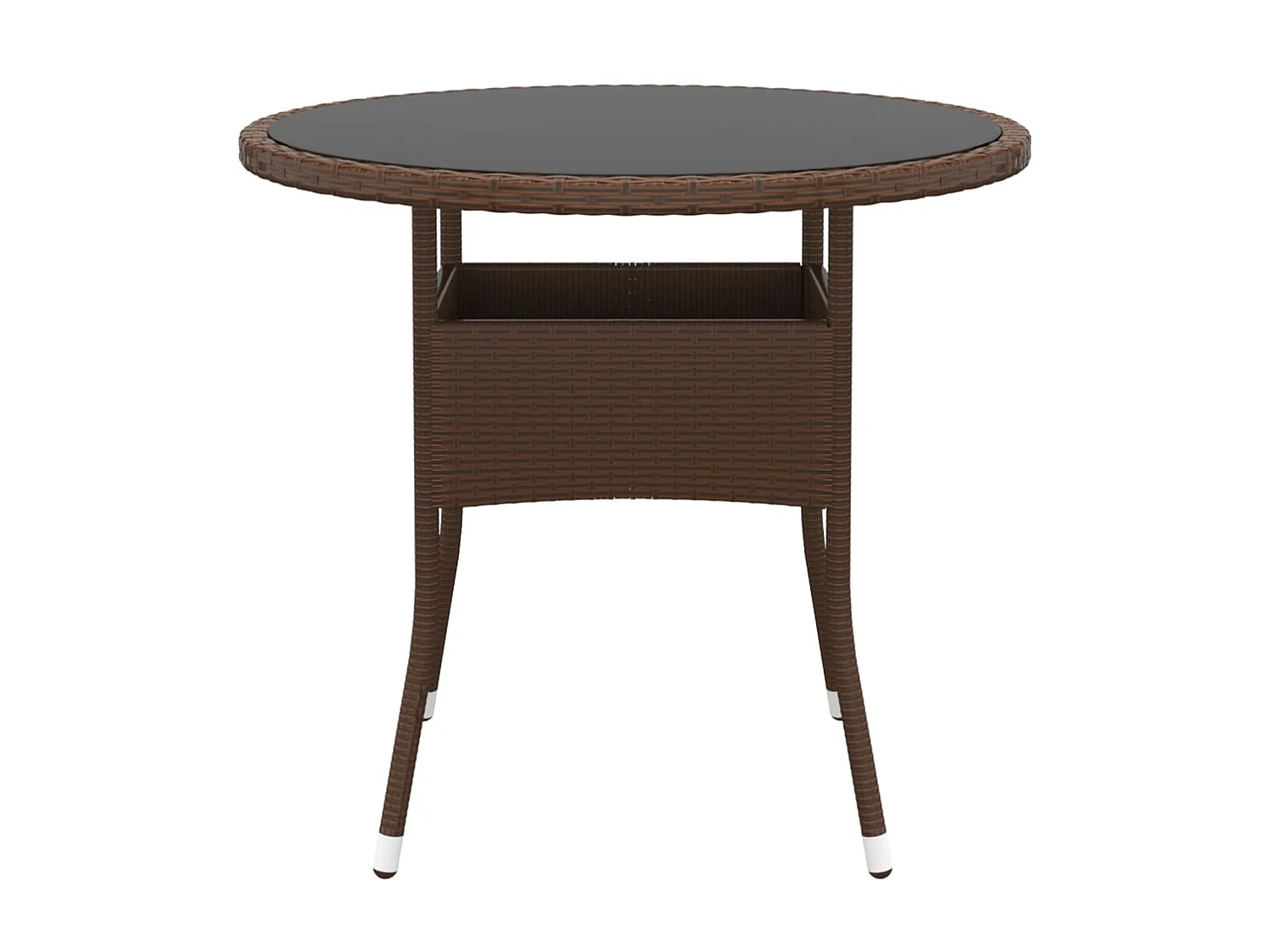 Mesa de jardim Ø80x75 cm vidro temperado e vime PE castanho PT196393