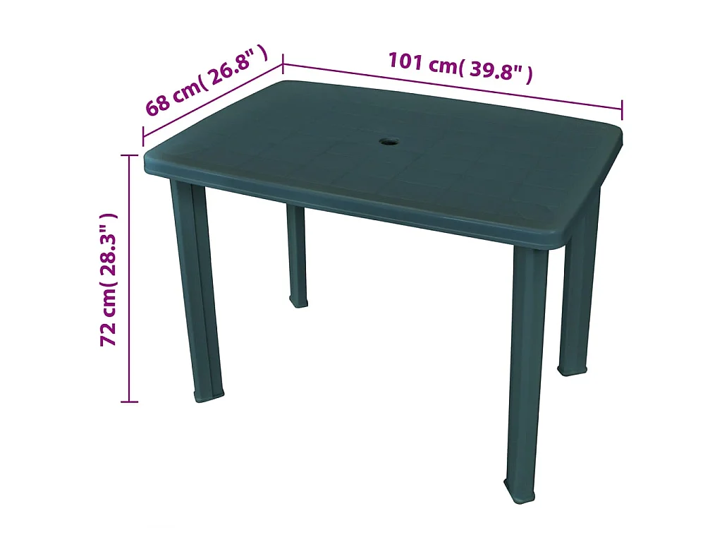 Table de jardin Vert 101 x 68 x 72 cm Plastique GHR48835