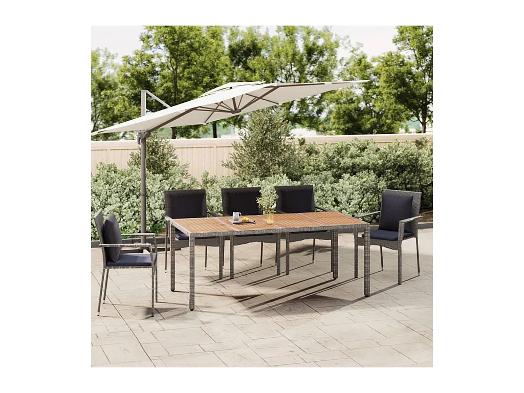 Table de jardin et dessus en bois Gris Résine tressée et acacia GHR49176