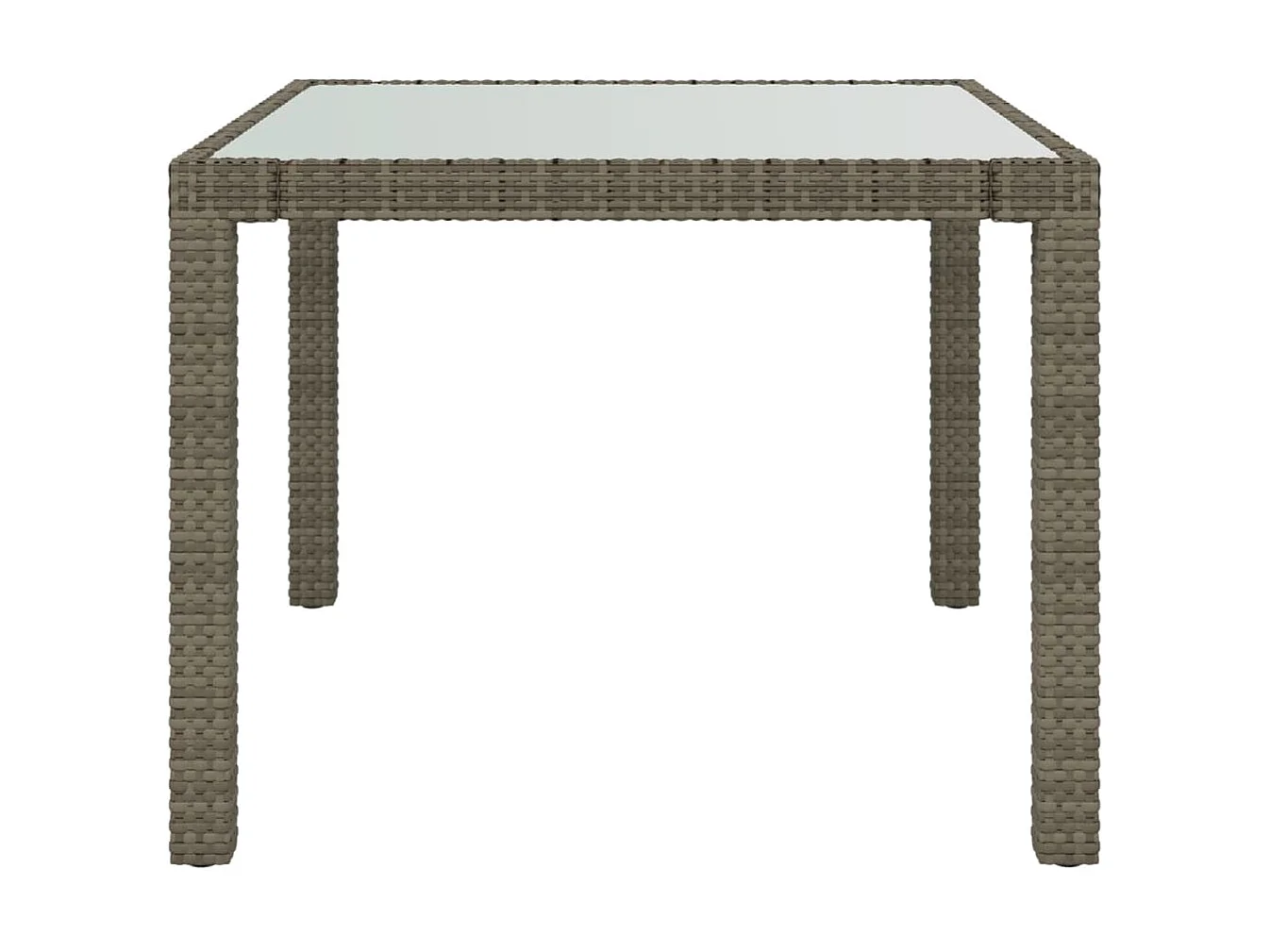 Table de jardin 90x90x75 cm Verre trempé et résine tressée Gris GHR27506