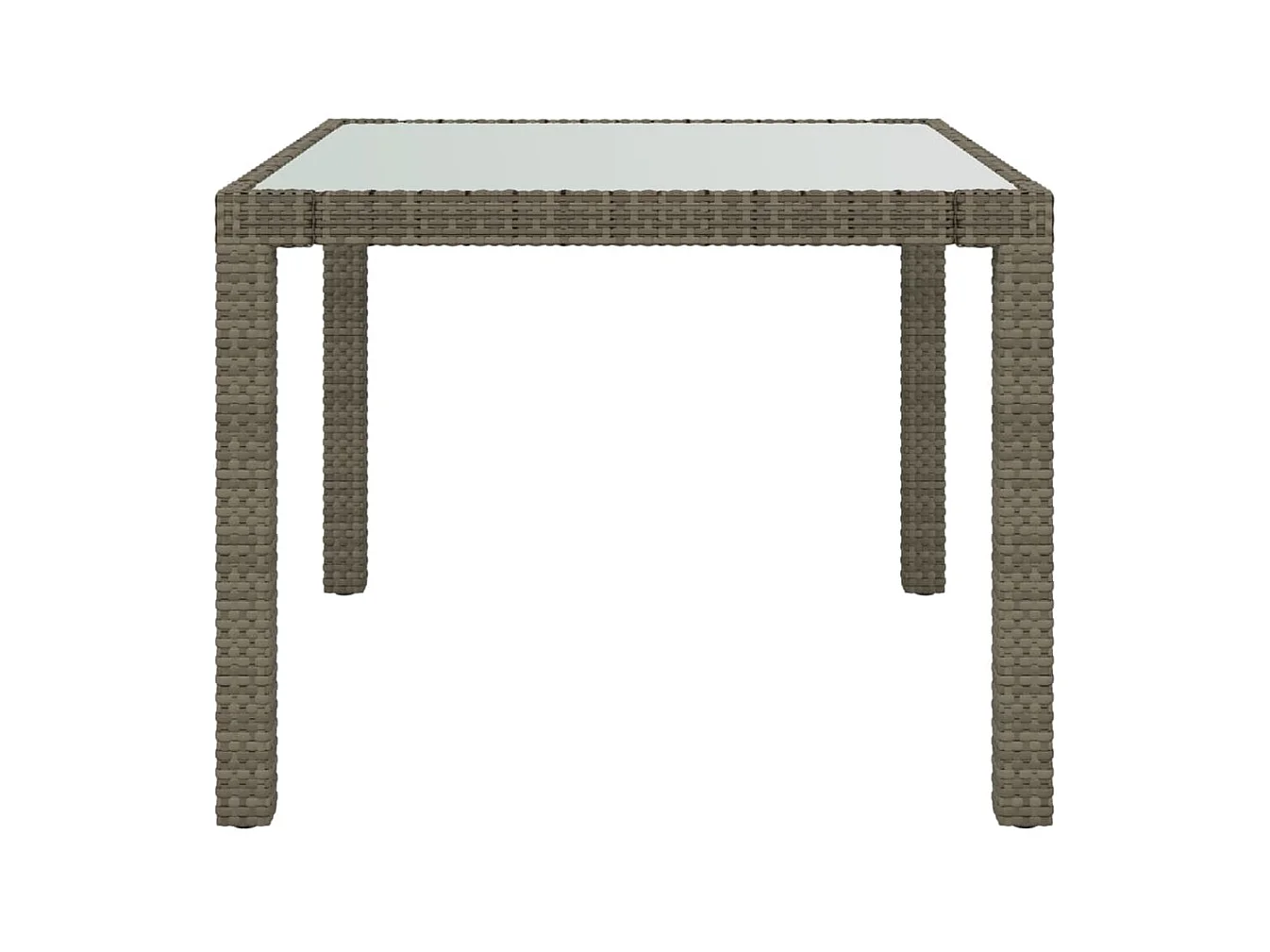 Table de jardin 90x90x75 cm Verre trempé et résine tressée Gris GHR27506