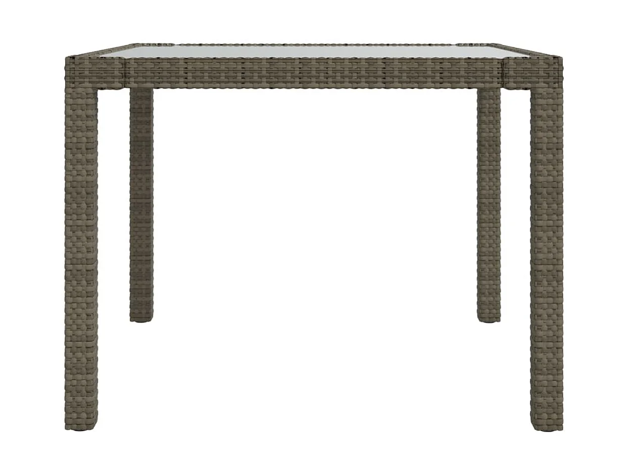 Table de jardin 90x90x75 cm Verre trempé et résine tressée Gris GHR27506