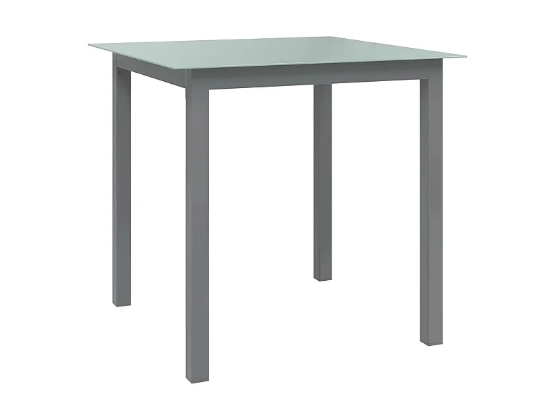 Table de jardin Gris clair 80x80x74 cm Aluminium et verre GHR38738
