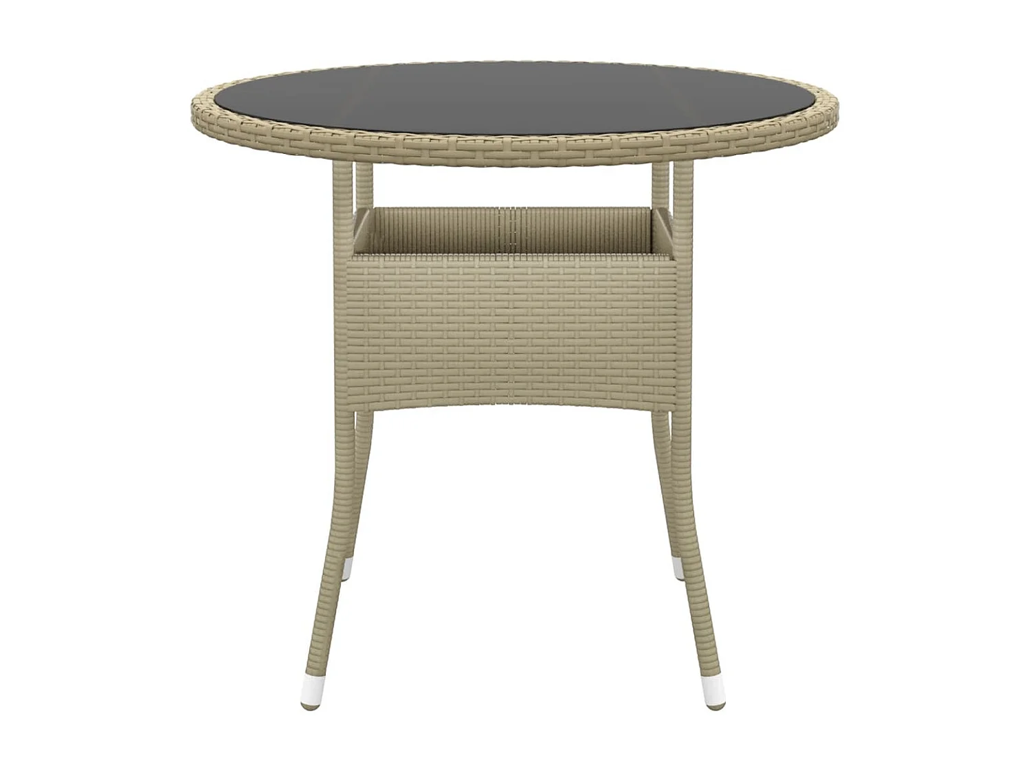 Table de jardin Ø80x75 cm Verre trempé/résine tressée Beige GHR99845