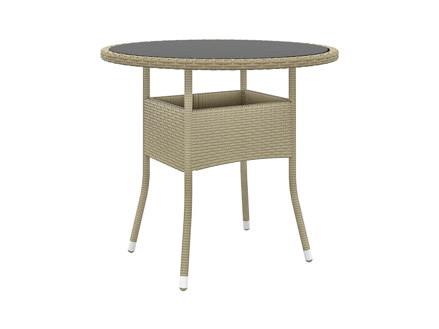 Table de jardin Ø80x75 cm Verre trempé/résine tressée Beige GHR99845