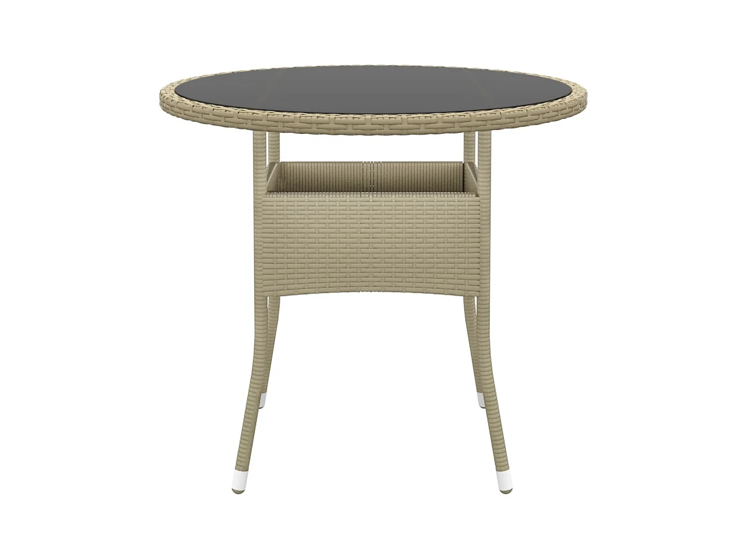 Table de jardin Ø80x75 cm Verre trempé/résine tressée Beige GHR99845