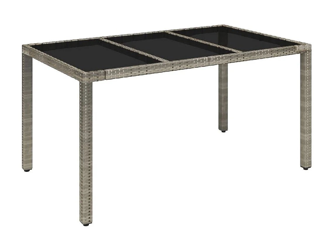 Table de jardin dessus en verre Gris 150x90x75cm Résine tressée GHR90459