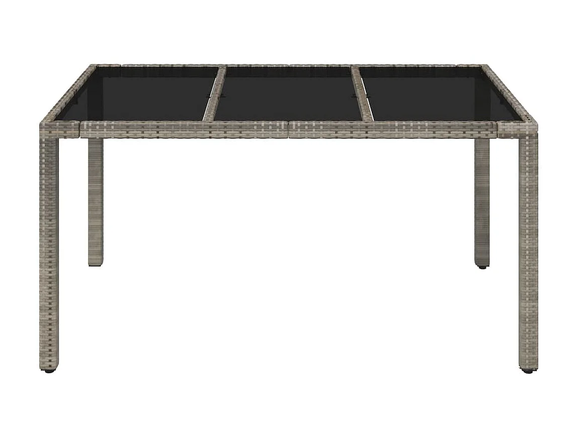 Table de jardin dessus en verre Gris 150x90x75cm Résine tressée GHR90459
