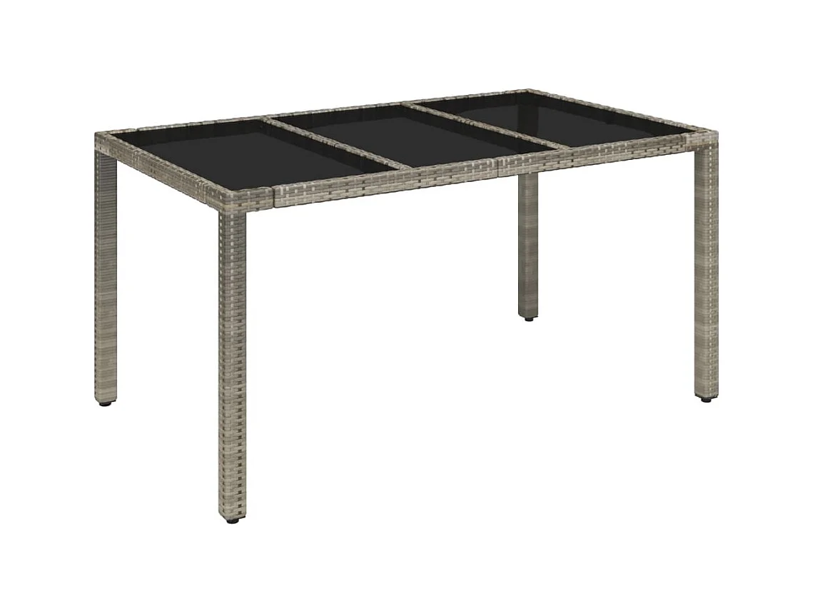 Table de jardin dessus en verre Gris 150x90x75cm Résine tressée GHR90459