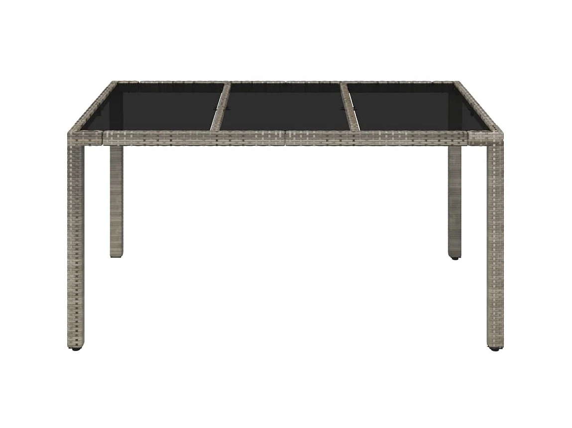 Table de jardin dessus en verre Gris 150x90x75cm Résine tressée GHR90459