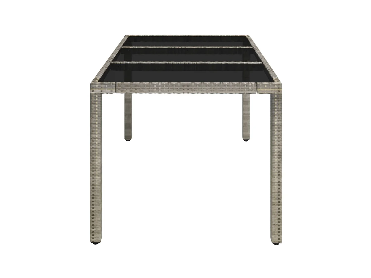 Table de jardin dessus en verre Gris 150x90x75cm Résine tressée GHR90459