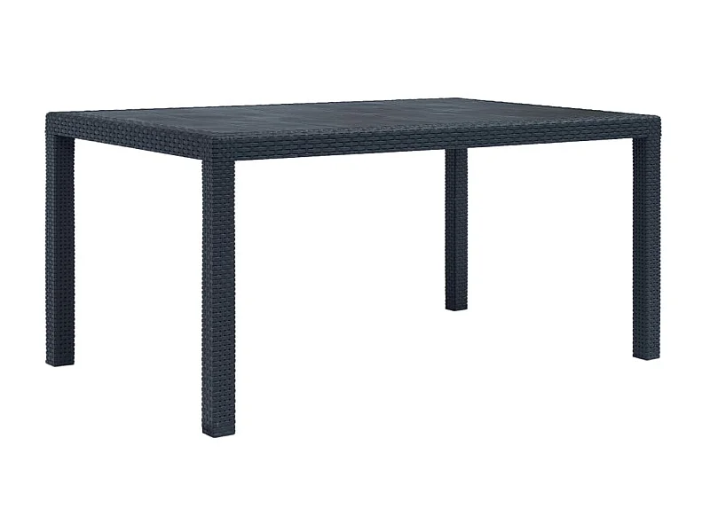 Mesa de comedor de jardín de plástico aspecto ratán gris 150x90x72 cm KOW51247