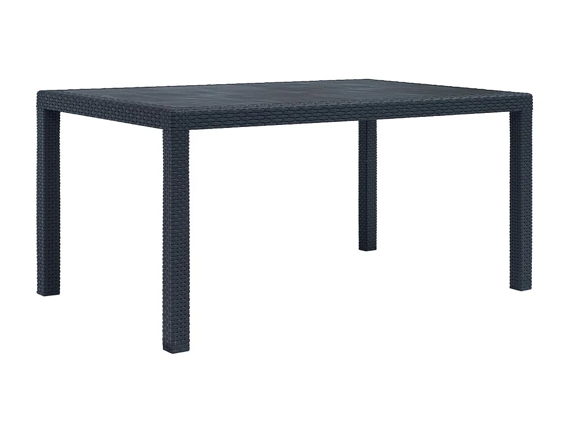 Table de jardin Anthracite 150x90x72 cm Plastique Aspect rotin GHR46266