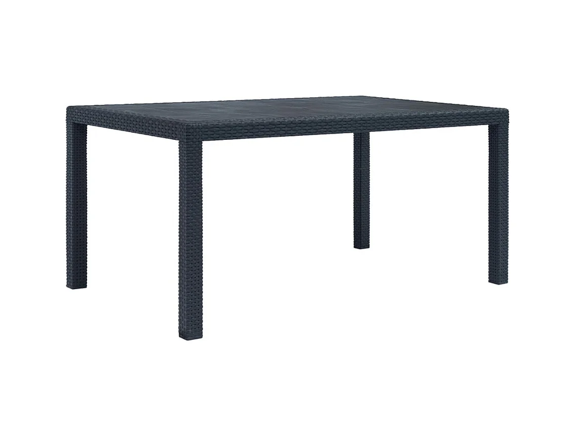 Table de jardin Anthracite 150x90x72 cm Plastique Aspect rotin GHR46266