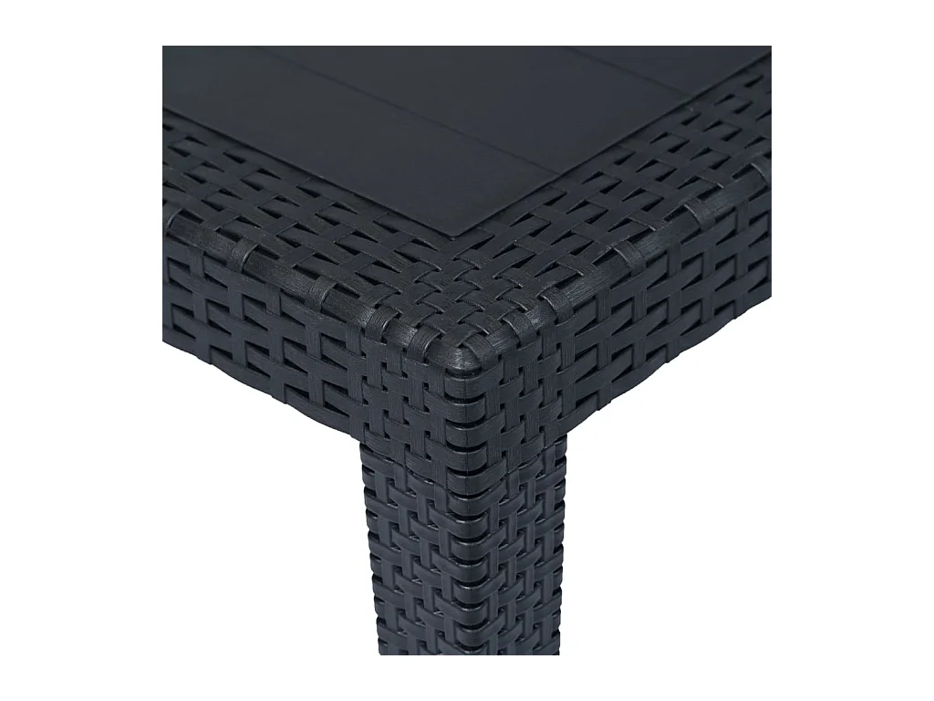 Table de jardin Anthracite 150x90x72 cm Plastique Aspect rotin GHR46266
