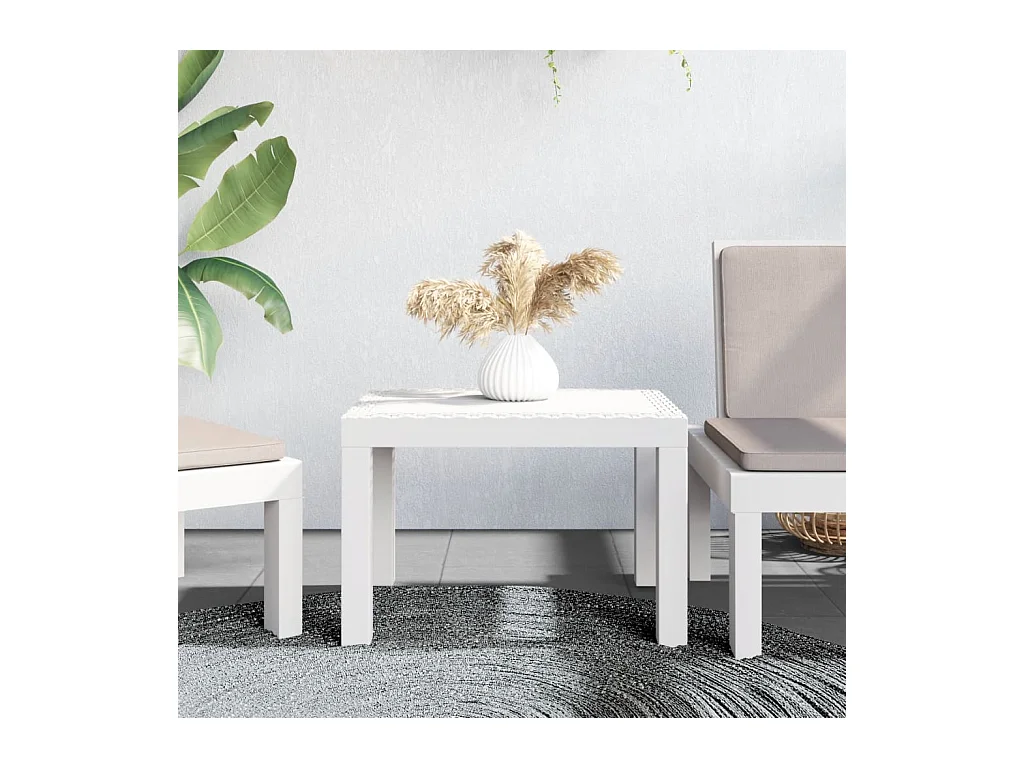 Table de jardin blanc 59x47x40 cm PP GHR12558