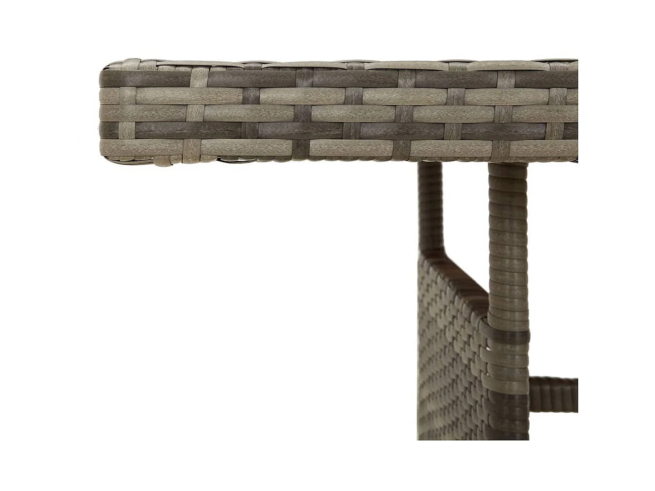 Mesa de comedor de jardín ratán PE y acacia maciza gris 160x70x72 cm KOW49702