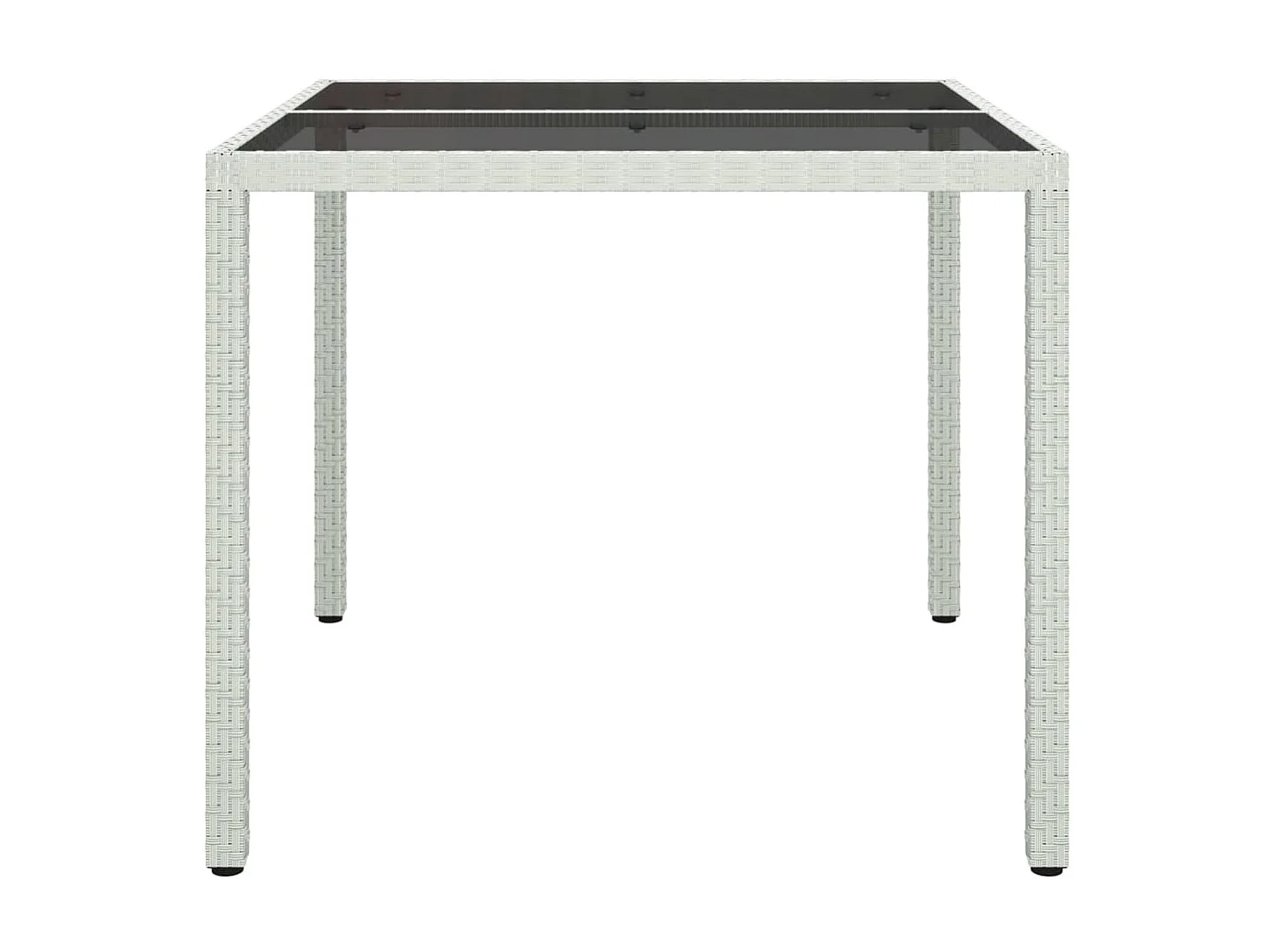 Table de jardin 90x90x75cm Verre trempé et résine tressée Blanc GHR40140