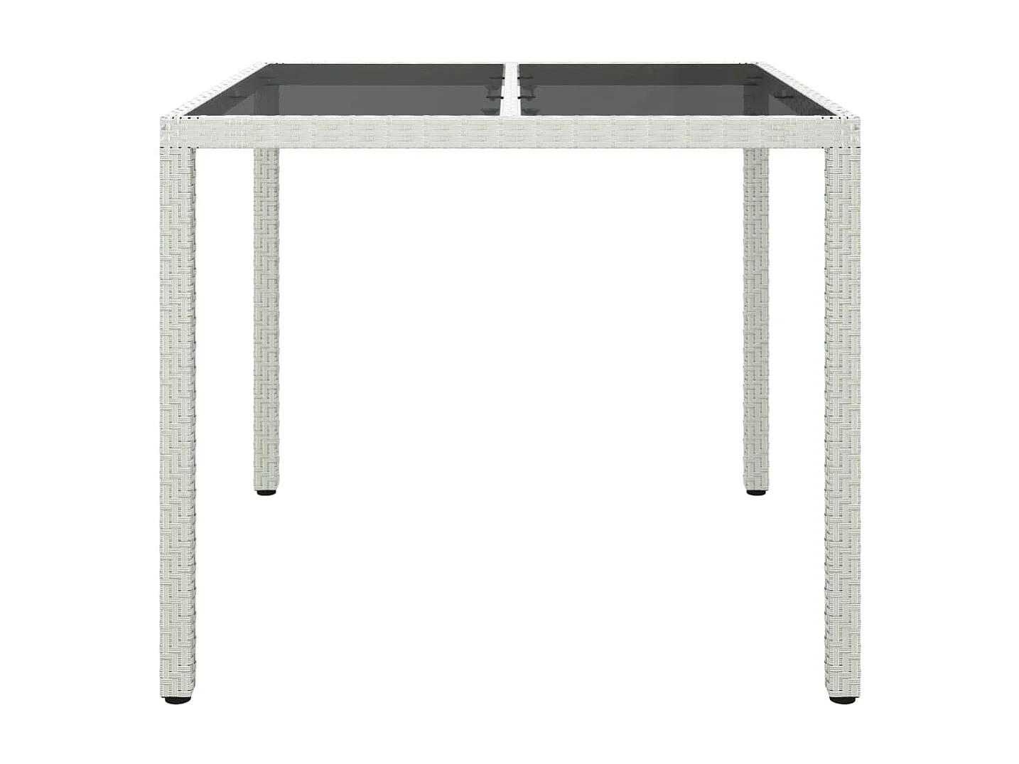 Table de jardin 90x90x75cm Verre trempé et résine tressée Blanc GHR40140