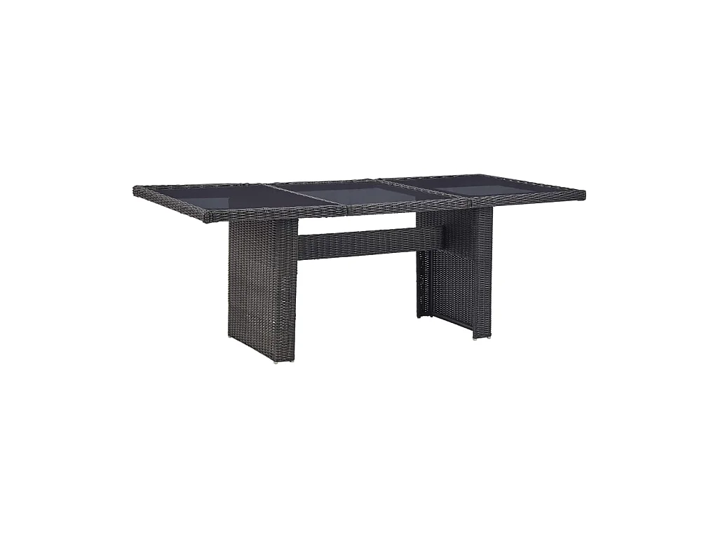 Table à manger de jardin Noir 200x100x74 cm Verre et résine tressée GHR76097