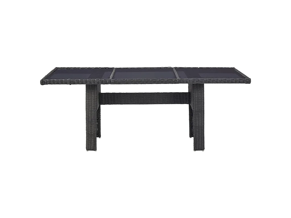 Table à manger de jardin Noir 200x100x74 cm Verre et résine tressée GHR76097
