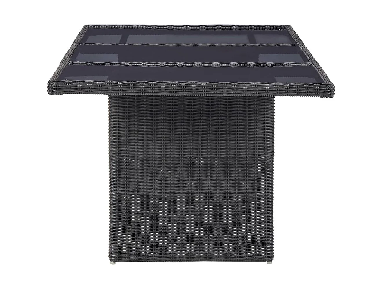 Table à manger de jardin Noir 200x100x74 cm Verre et résine tressée GHR76097