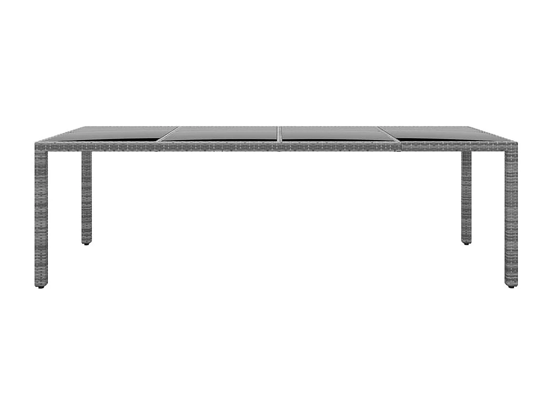 Table de jardin 250x100x75 cm Verre trempé et Résine tressée GHR95738