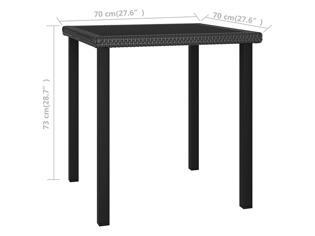Table à manger de jardin Noir 70x70x73 cm Résine tressée GHR62746