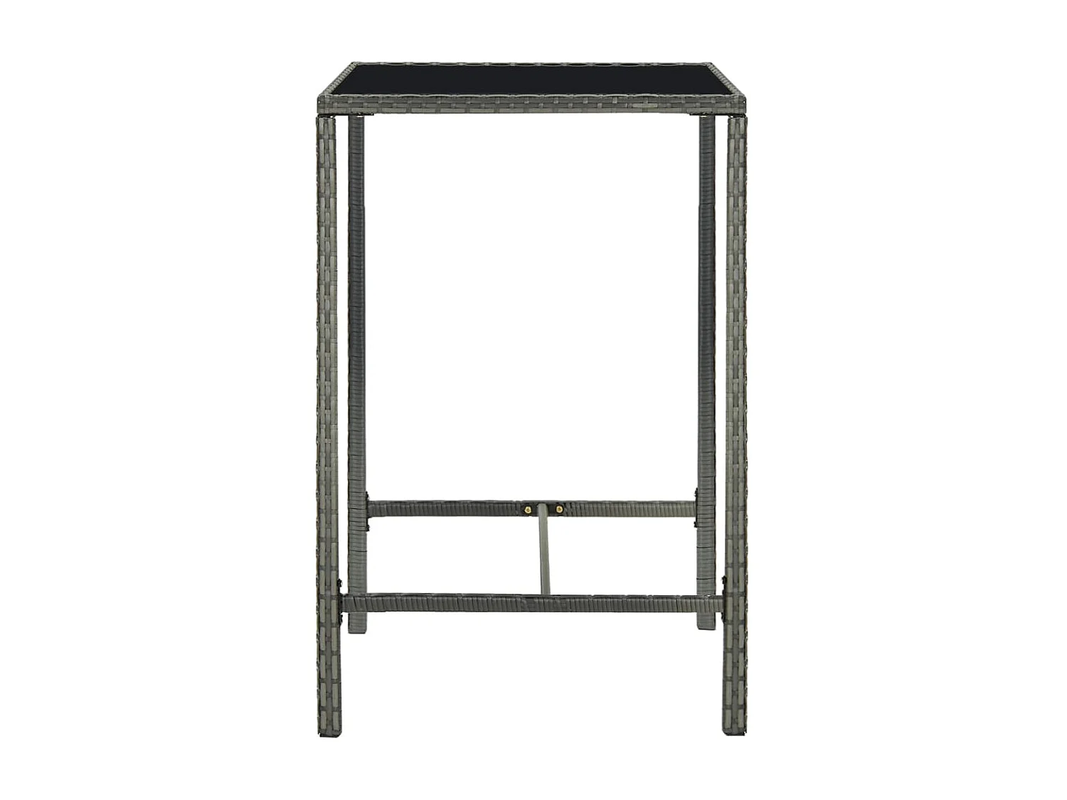 Table à manger de jardin Gris 70x70x110cm Résine tressée et verre GHR84578