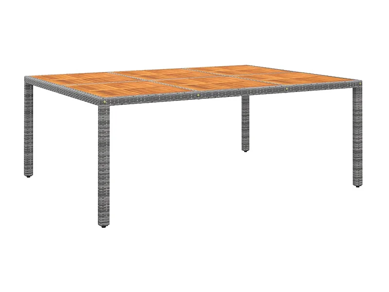 Table de jardin 200x150x75 cm Acacia et résine tressée Gris GHR62532
