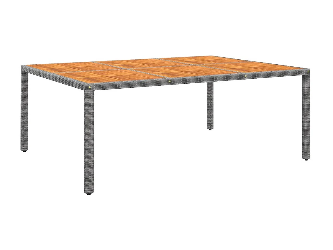 Table de jardin 200x150x75 cm Acacia et résine tressée Gris GHR62532