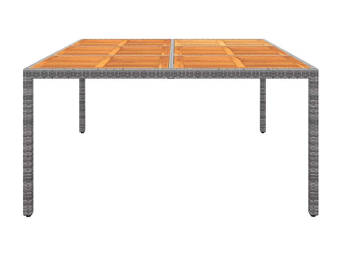 Table de jardin 200x150x75 cm Acacia et résine tressée Gris GHR62532