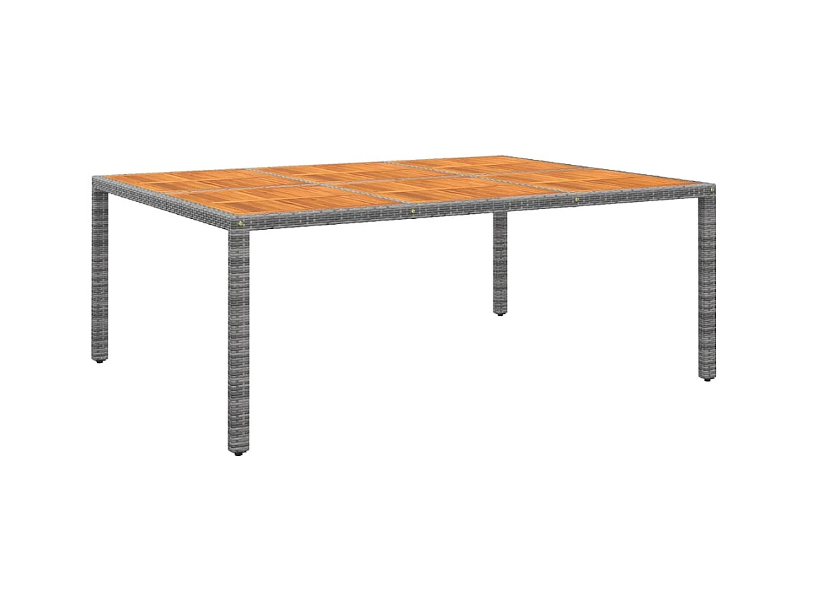 Table de jardin 200x150x75 cm Acacia et résine tressée Gris GHR62532