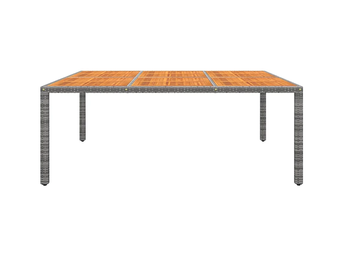Table de jardin 200x150x75 cm Acacia et résine tressée Gris GHR62532