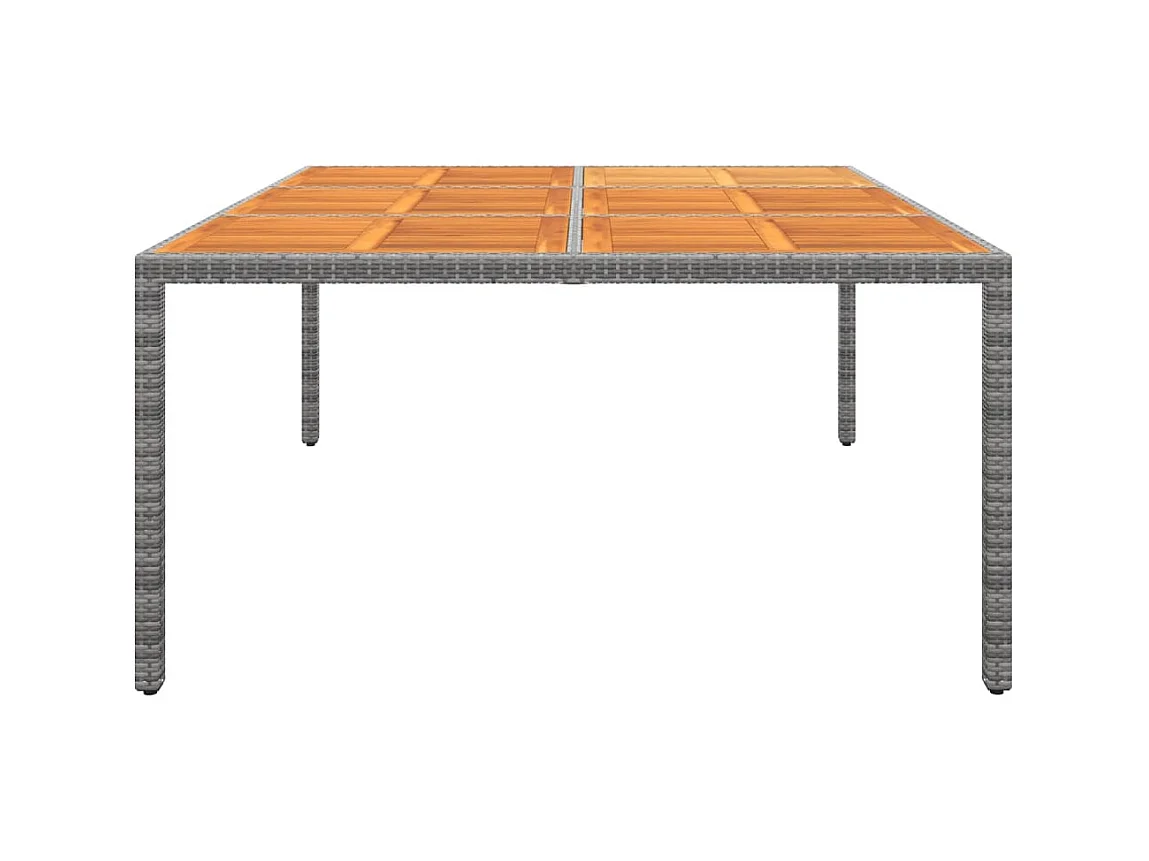 Table de jardin 200x150x75 cm Acacia et résine tressée Gris GHR62532