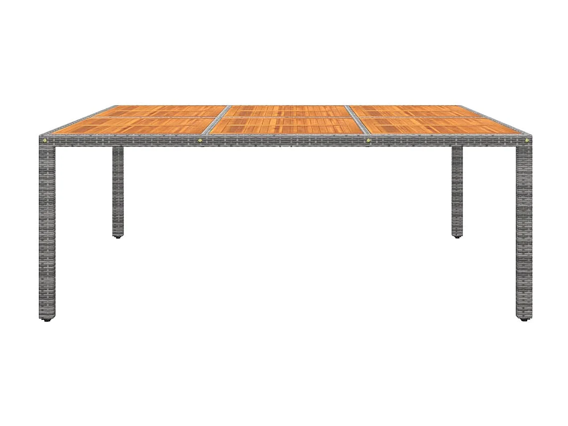 Mesa de comedor de jardín madera acacia ratán sintético gris 200x150x75 cm KOW61093