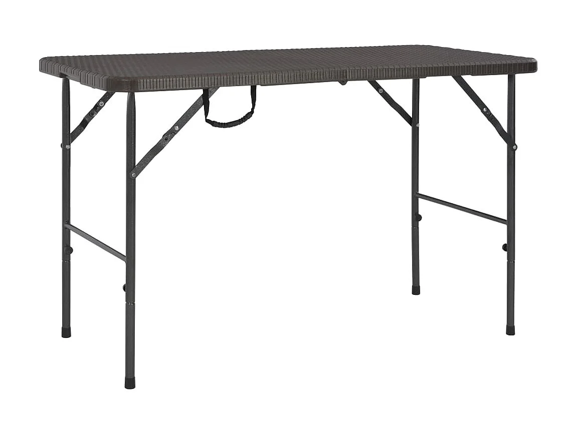 Mesa de jardín plegable HDPE marrón aspecto ratán 120x60x74 cm ES818676