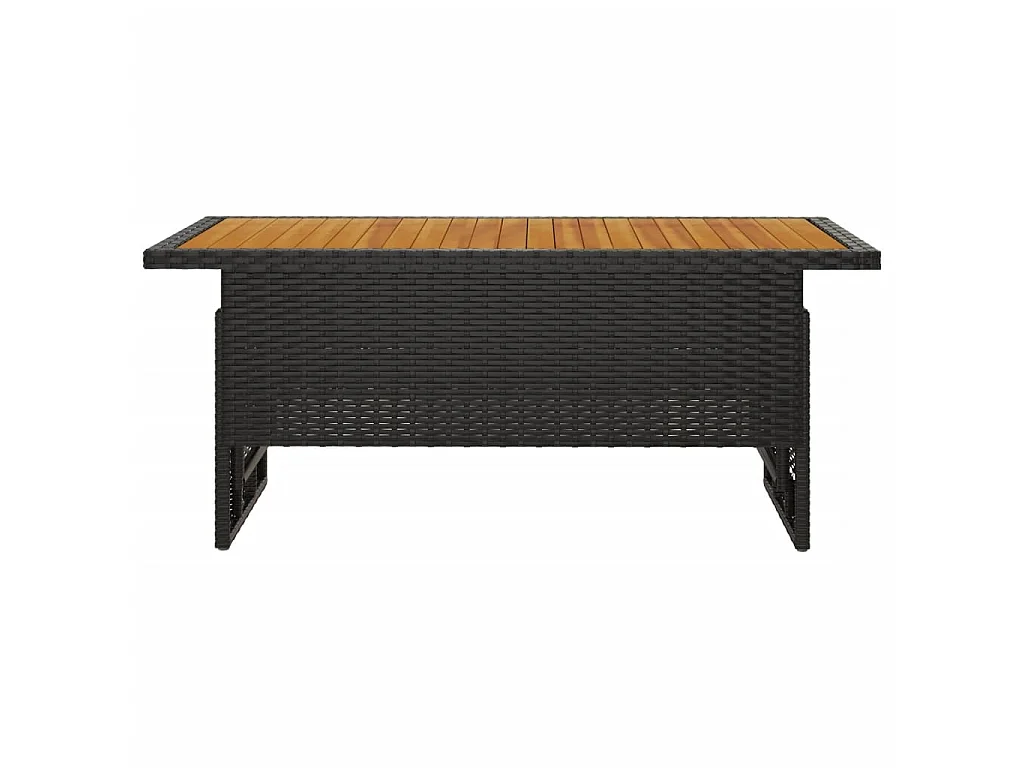 Mesa de jardim 100x50x43/63 cm acácia maciça/vime PE preto PT753664